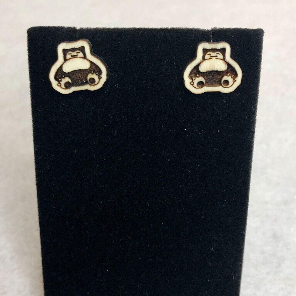 Pokemon Snorlax Wood Stud Earrings